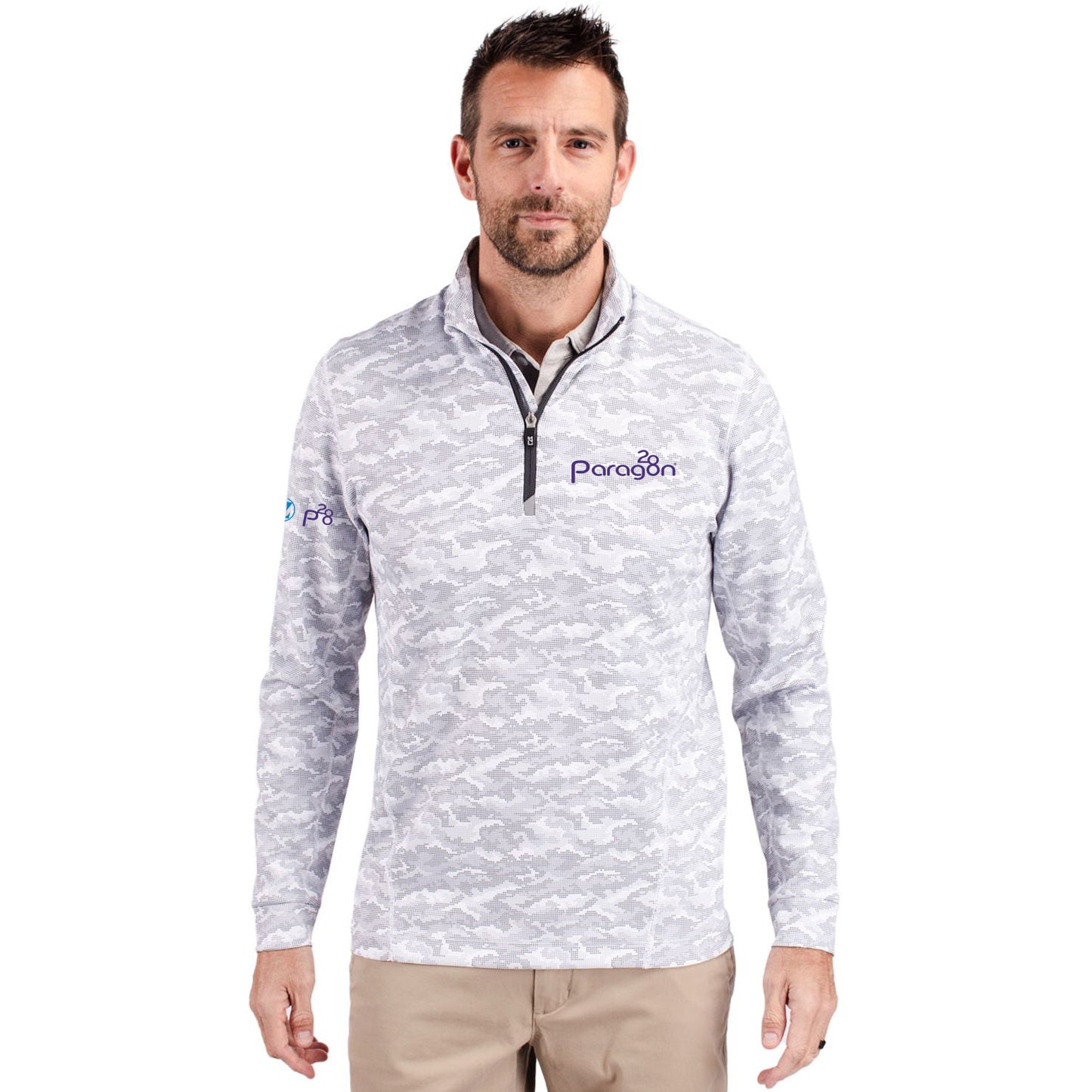Cutter & Buck Men's Traverse Stretch Camo Print 1/4 Zip